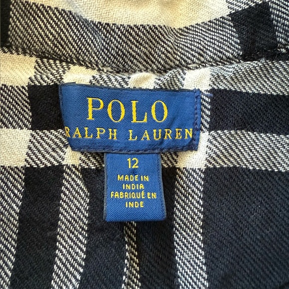 Polo Ralph Lauren Black and Cream Spell Out Plaid Shirt Teen Size 12 - Picture 9 of 11